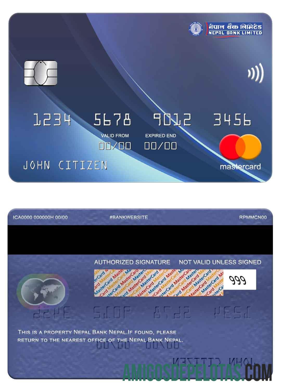 Nepal Bank Nepal Mastercard sample